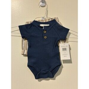 NWT Rachel Zoe Blue & Tan Bodysuit & Shorts Outfit - 0-3M